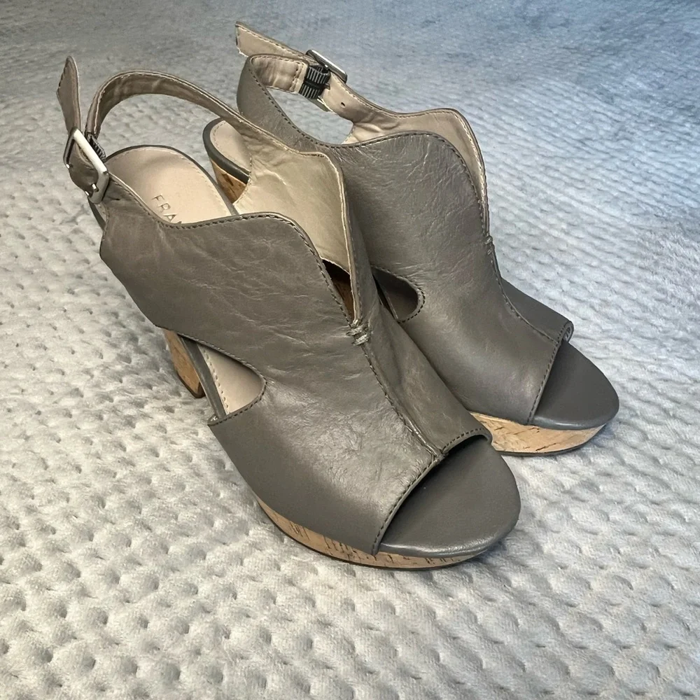 Franco Sarto Womens Leather Upper Gallard Platform 11 Cork Style Wedge Size 5.5M